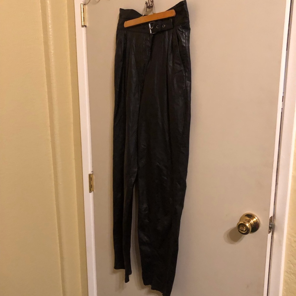 Womens  Black Leather Pants